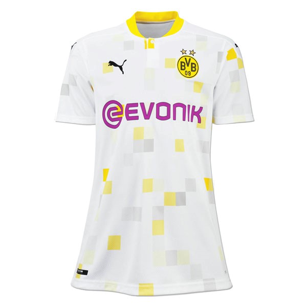 Camiseta Borussia Dortmund Replica Tercera Ropa Mujer 2020/21 Blanco